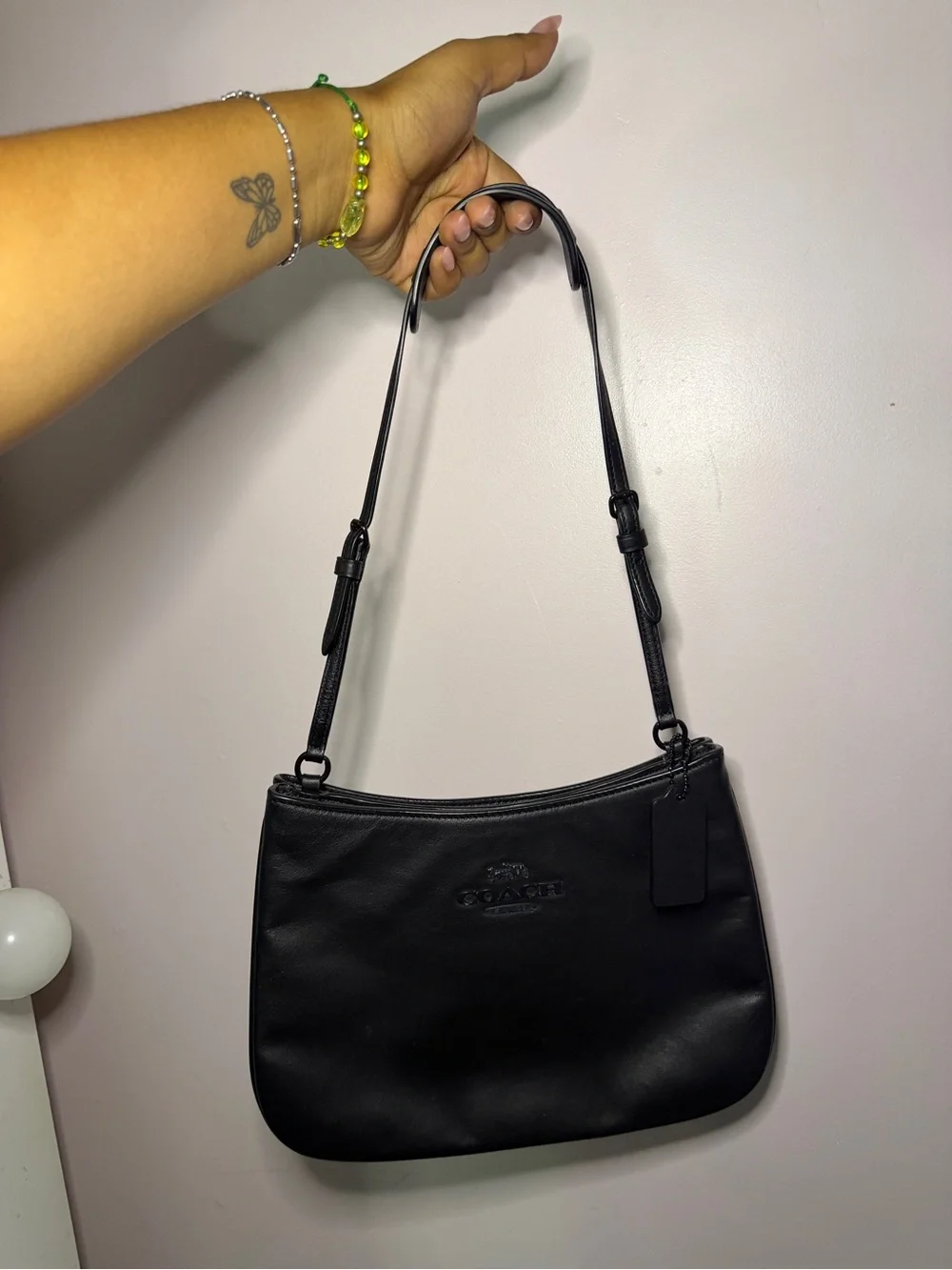 Coach Black Leather Shoulder Pouch